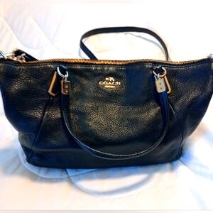 Coach Women's Pebble Leather Kelsey Black Double Handle Satchel.